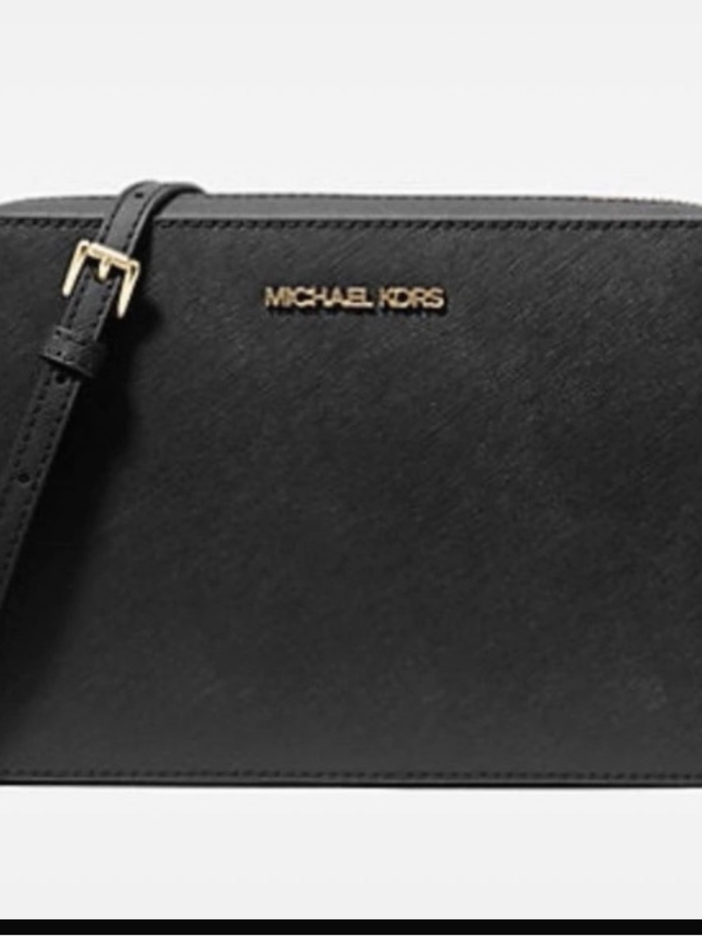 Michael Kors Black Leather Crossbody with Gold Hardware